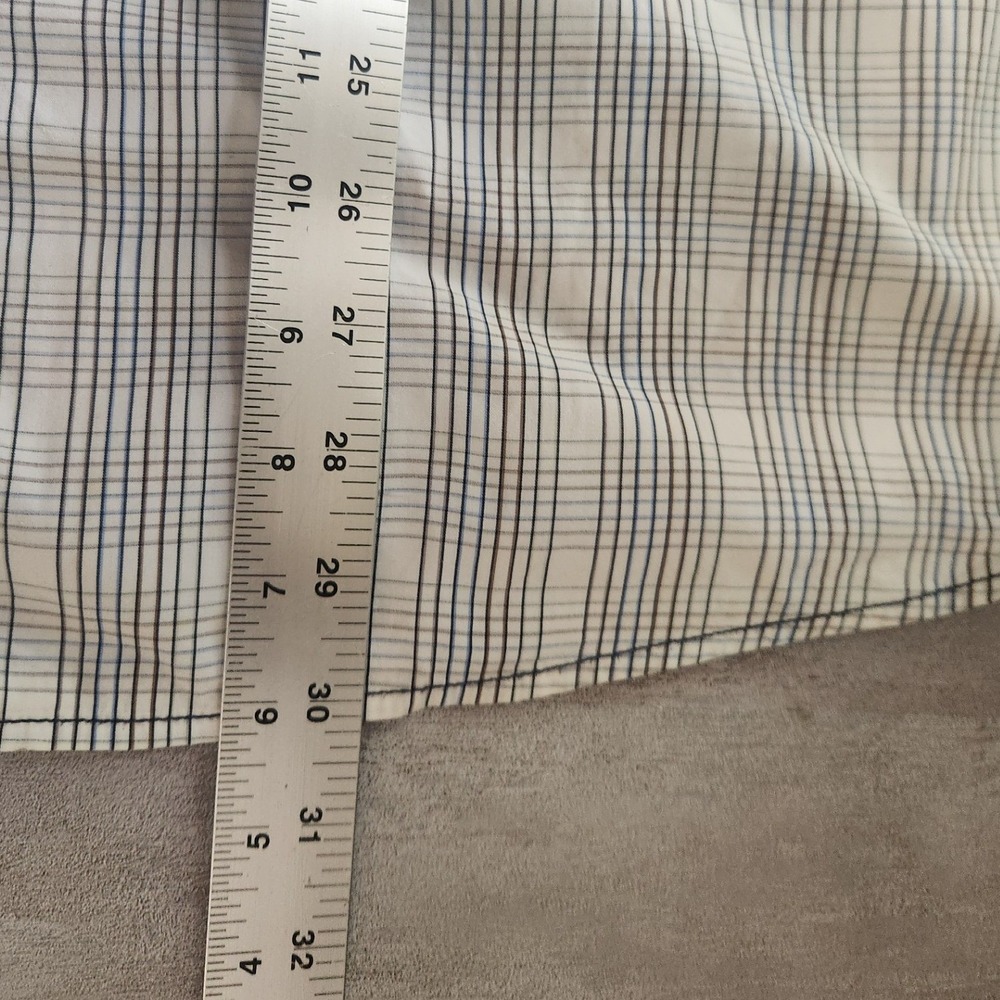 7 Diamonds Button Up Shirt Mens XL White Blue Plaid Short Sleeve Casual Preppy - Picture 5 of 12